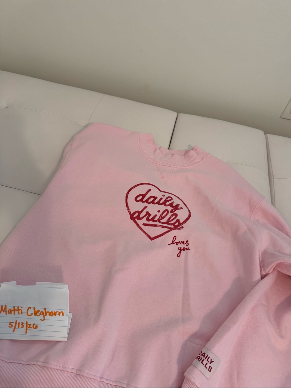 Daily Drills Pink Sweatshirt with Red Heart Logo - Picture 2 of 2